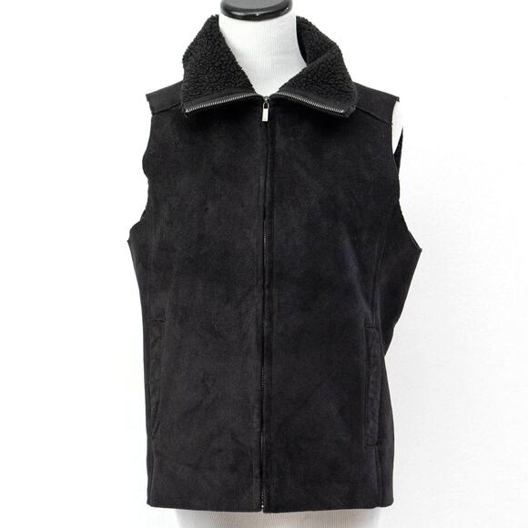 Ralph Lauren Faux Suede Fleece Lined Zip Front Vest Size Small - Picture 1 of 12